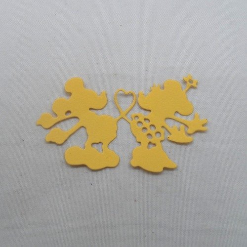 N°1089 d'un couple de  souris célèbres leurs queues forment un cœur   en papier jaune
