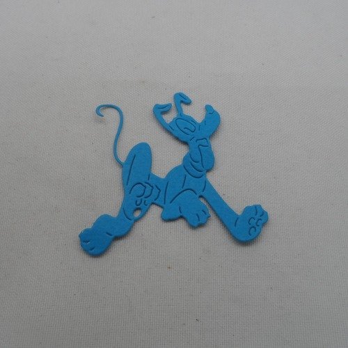 N°1092  chien en papier    bleu turquoise  découpage  fin