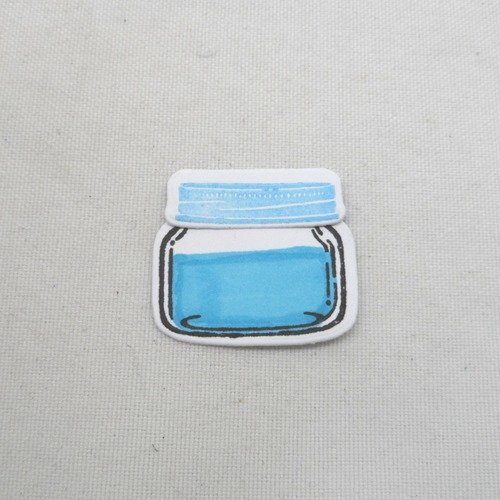 N°1185 d'un pot de peinture  bleu clair  avec son couvercle en 2 pièces découpe coloré + tampon