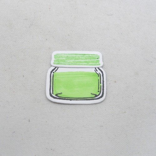 N°1185 d'un pot de peinture vert clair  avec son couvercle en 2 pièces découpe coloré + tampon