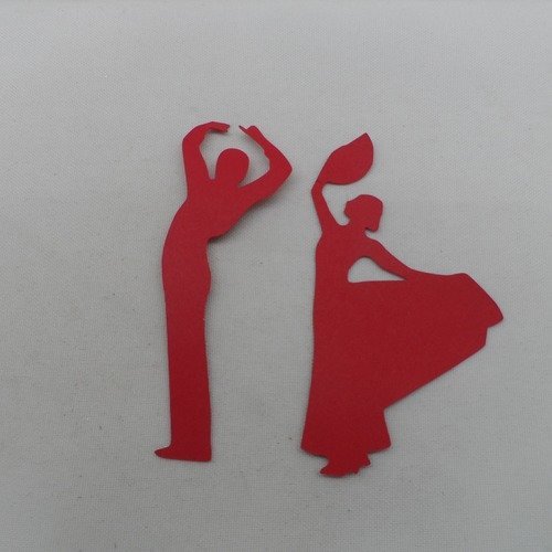 N°1194 couple de danseurs de flamenco  séparé en papier rouge    découpage fin