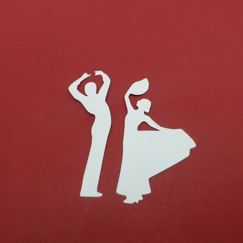 N°1194 couple de danseurs de flamenco  séparé en papier blanc    découpage fin