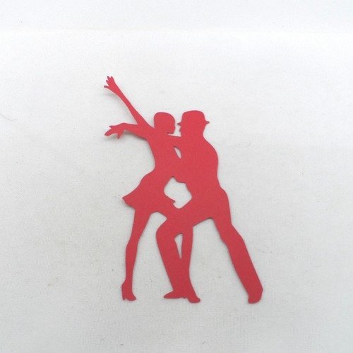 N°1192 couple de danseurs (homme chapeau)  en papier rouge    découpage fin