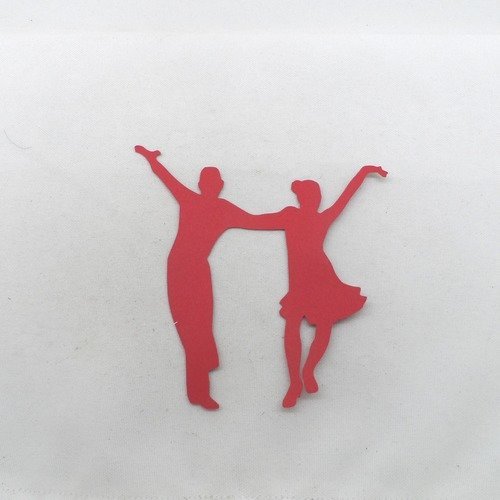 N°1193 couple de danseurs   en papier rouge    découpage fin