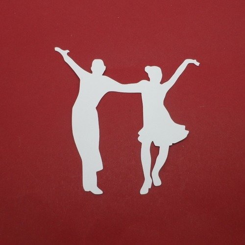 N°1193 couple de danseurs   en papier blanc   découpage fin