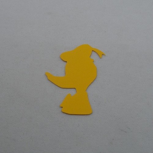 N°1070  canard dessin animé de profil  en papier  jaune a  découpage  fin