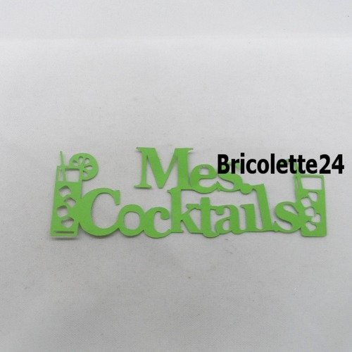 N°1136 mots mes cocktails avec 2 verres   en papier vert
