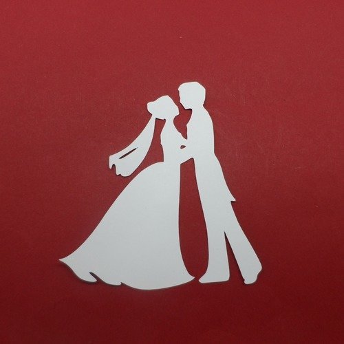 N°497 couple de marié   en papier blanc   découpage