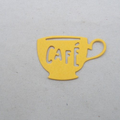 N°328  petite tasse de café en papier jaune  découpage