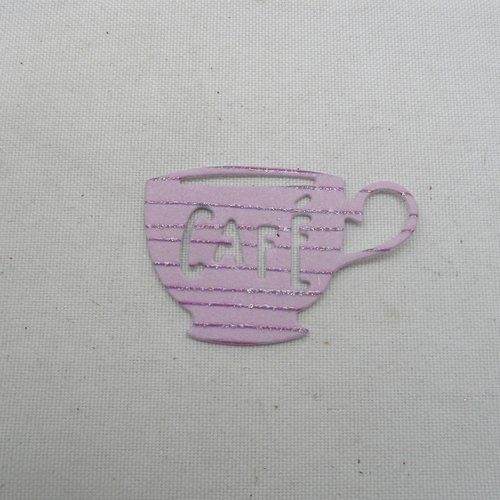 N°328  petite tasse de café en papier violet à rayure  découpage