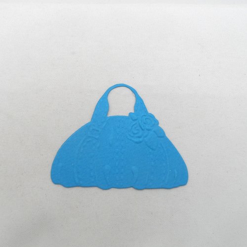N°1024 grand sac  en papier  bleu "turquoise" découpage et gaufrage