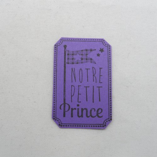 N°1211 découpe d'un embellissement tampon notre petit prince   encre noir  sur  papier violet