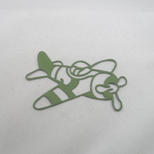 N°903  un avion  en papier vert n°4   style manège jouet