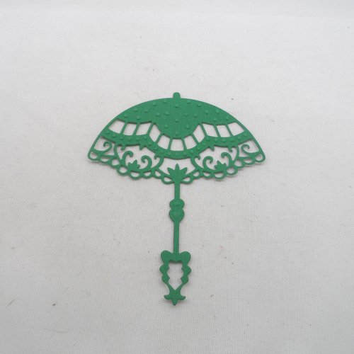 N°65 ombrelle en papier vert foncé découpage et embossage  très fin 