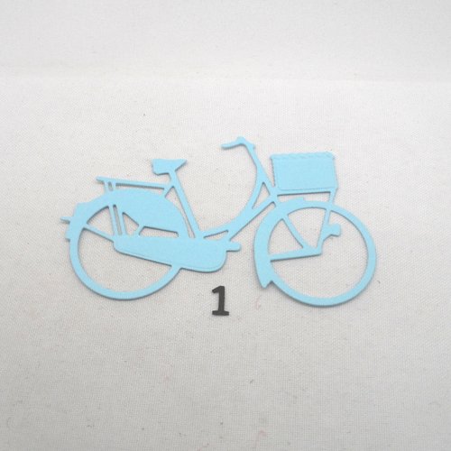 N°240  d'un grand vélo en papier  bleu ciel  n°1 bis avec panier découpage fin 