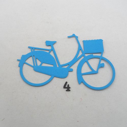 N°240  d'un grand vélo en papier  bleu   n°4 avec panier découpage fin 