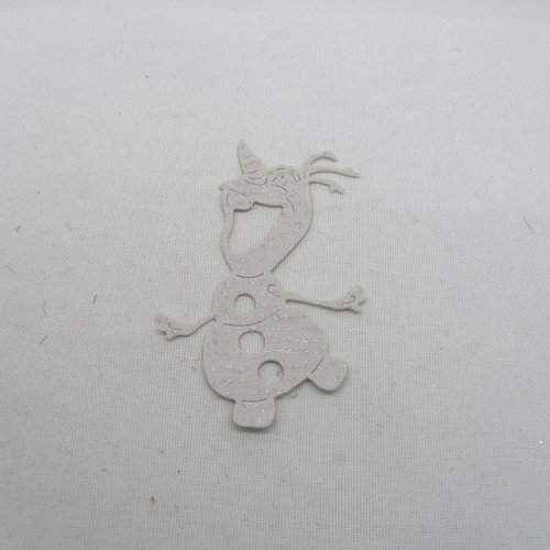 N°943 un bonhomme de neige olaf en papier tapisserie gris clair à paillettes
