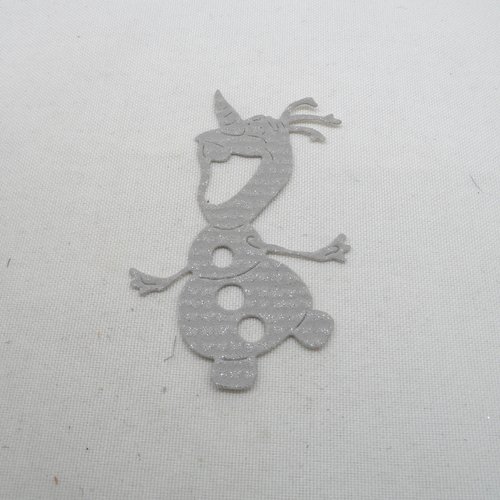 N°943 un bonhomme de neige olaf en papier tapisserie gris  à paillettes