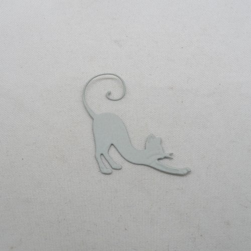 N°1208   chat à la longue queue fine qui s'étire  en papier  gris   découpage