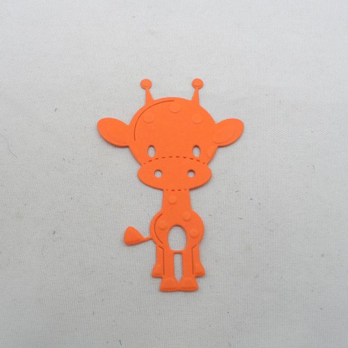 N°669 jolie petite girafe  en papier orange n°1  découpage fin et gaufrage 