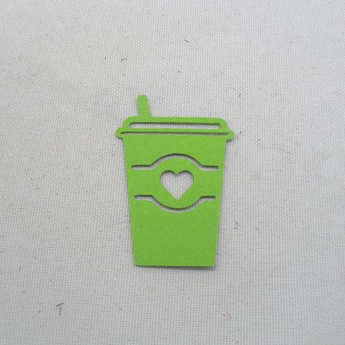 N°399  gobelet cœur avec paille   en papier vert