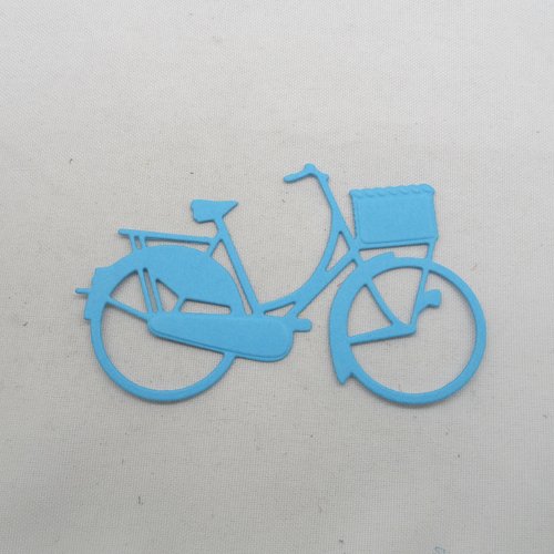 N°240  d'un grand vélo en papier  bleu   n°6 avec panier découpage fin 