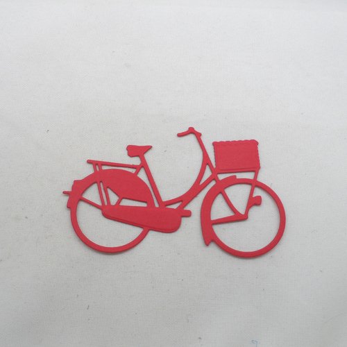 N°240   d'un grand vélo en papier rouge a  avec panier découpage fin 