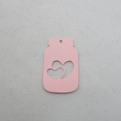 N°431 petit pot de bébé cœur  en papier rose  a découpage  fin 