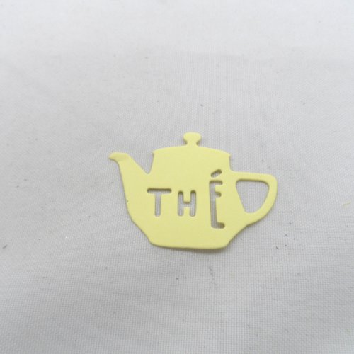 N°329  petite théière thé   en papier jaune découpage