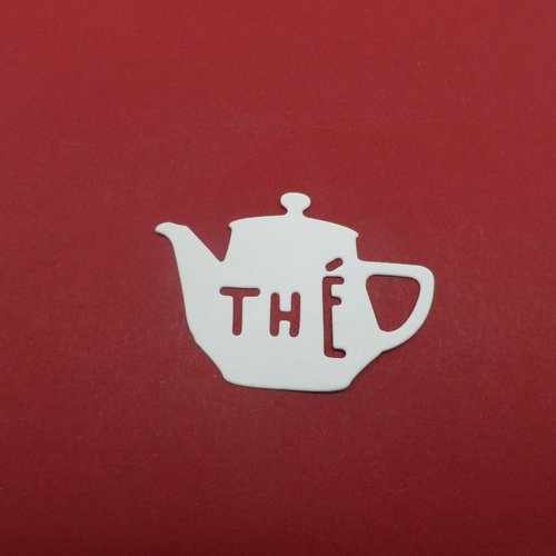 N°329  petite théière thé   en papier blanc a  découpage
