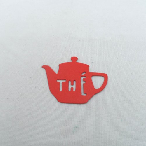 N°329  petite théière thé   en papier rouge  découpage