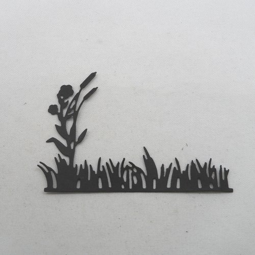 N°1227 herbe "frise" fleurs..... en papier noir  découpage fin