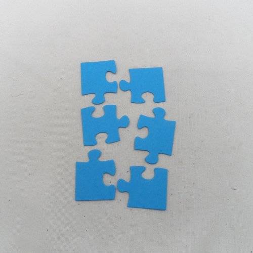 N°1229 puzzle en 6 morceaux en papier bleu turquoise  découpage