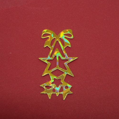N°881  décoration de noël  nœud et étoiles en papier  doré  b découpage  fin 