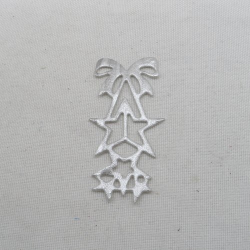  n°881  décoration de noël  nœud et étoiles en papier  tapisserie argenté  découpage  fin 