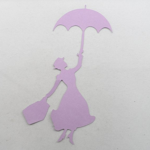 N°299 mary poppins en papier  violet  découpage fin