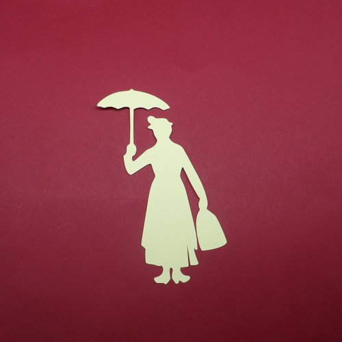N°537 mary poppins avec son parapluie et son sac    en papier jaune