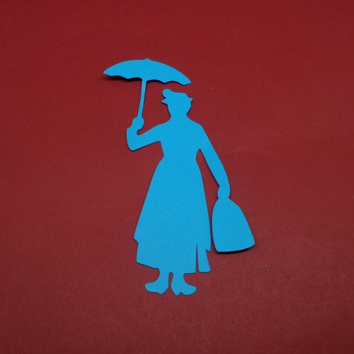 N°537 mary poppins avec son parapluie et son sac    en papier bleu