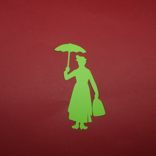 N°537 mary poppins avec son parapluie et son sac    en papier vert