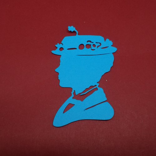 N°538 mary poppins avec son légendaire chapeau de profil   en papier bleu