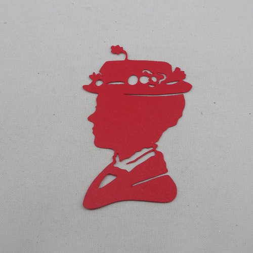 N°538 mary poppins avec son légendaire chapeau de profil   en papier rouge  a