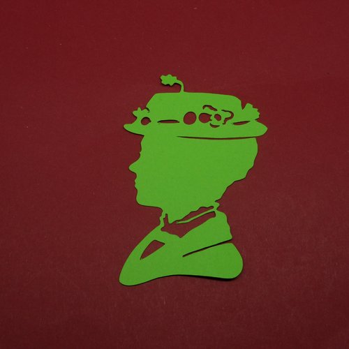 N°538 mary poppins avec son légendaire chapeau de profil   en papier vert