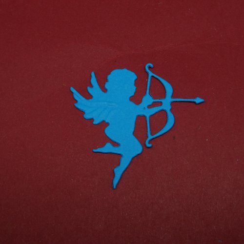N°1225 cupidon  avec son arc et une flèche    en papier  bleu turquoise