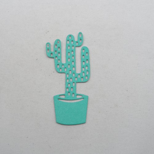 N°482 b d'un cactus en papier vert "menthe"  découpage fin