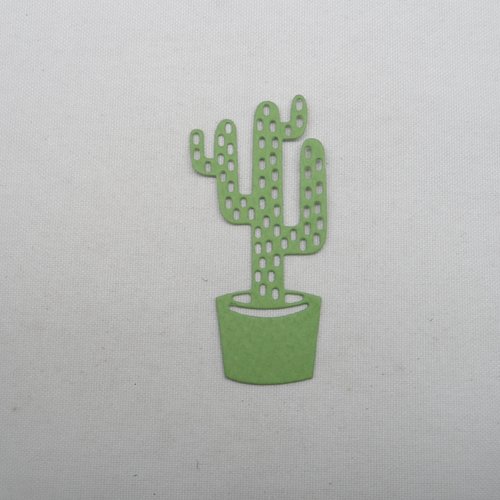 N°482 b d'un cactus en papier vert "kaki"  découpage fin