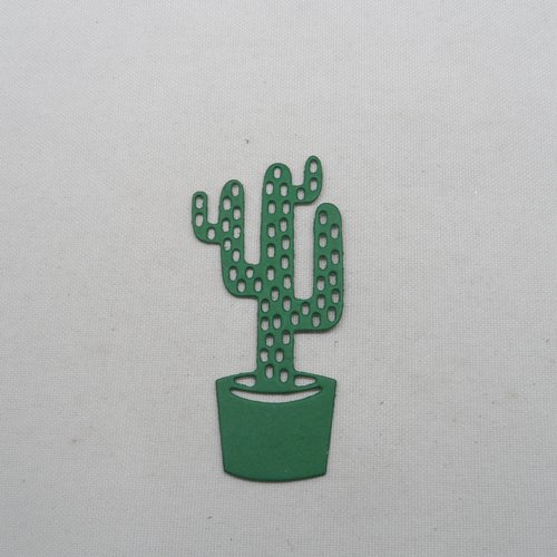 N°482 b d'un cactus en papier vert foncé  découpage fin