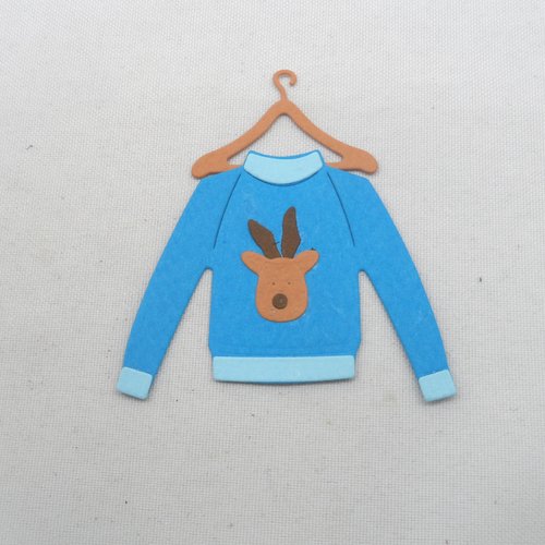 N°1228  pull "renne" avec son cintre 2 pièces   en papier  bleu  marron
