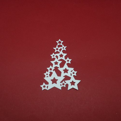 N°880   "sapin" de noël  fait d'étoile en papier   blanc  découpage  fin