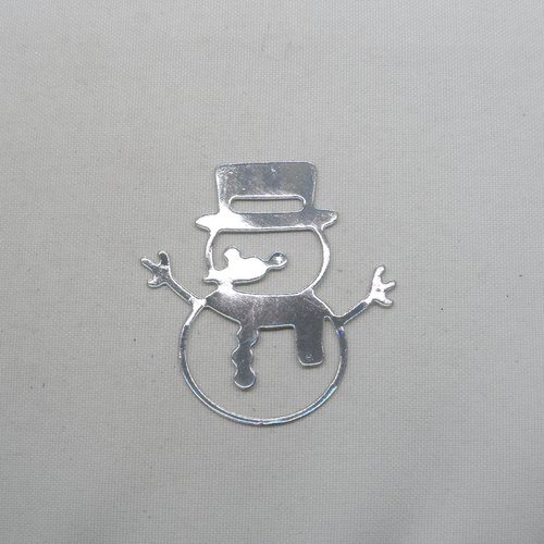 N°105 bonhomme de neige avec chapeau écharpe en papier  argenté brillant hologramme découpage