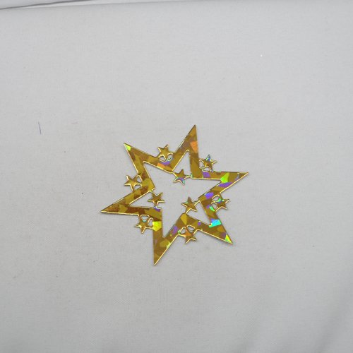 N°882  décoration de noël  étoile en papier  doré  hologramme découpage  fin